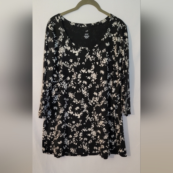 J. Jill Black & White 3/4 Sleeve Tunic Size XL - Picture 1 of 7